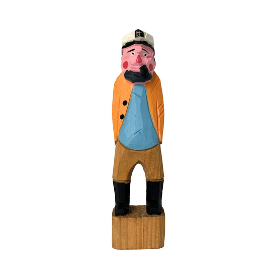 American Old Salt Vintage Fisherman Black Beard Rosy Cheeks Carved Wood 8 inches