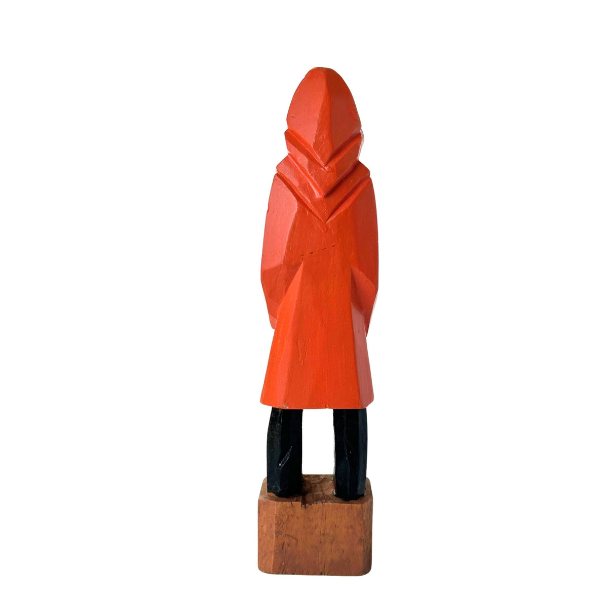 American Old Salt Fisherman Orange Coat White Beard 8 Inches Tall Wood Vintage Carving
