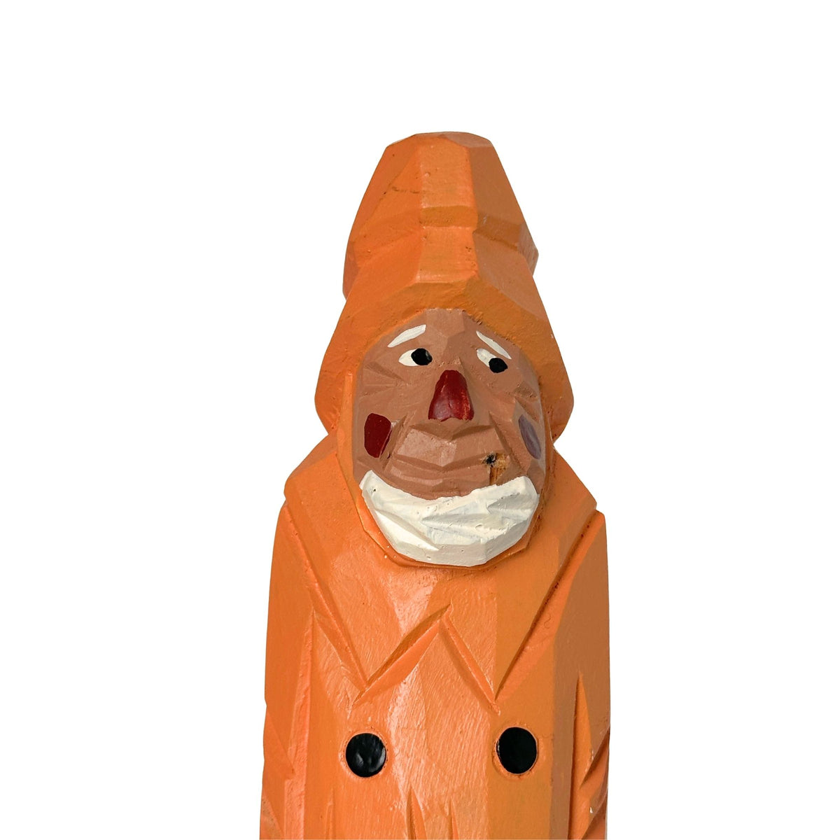 American Old Salt Vintage Fisherman Yellow Coat White Beard Rosy Cheeks Carved Wood 10 inches