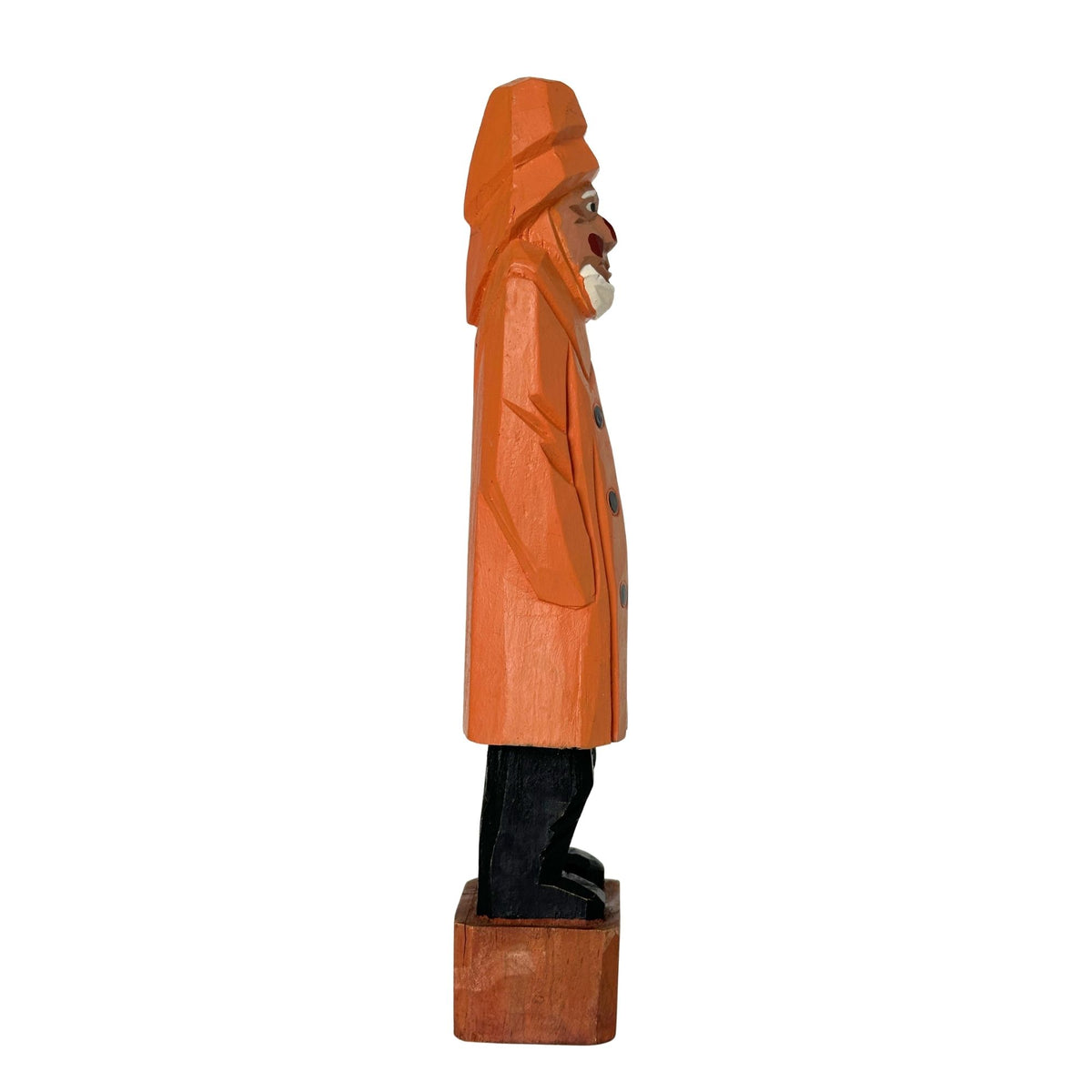 American Old Salt Vintage Fisherman Yellow Coat White Beard Rosy Cheeks Carved Wood 10 inches