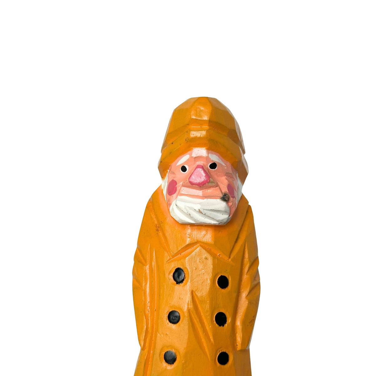 American Old Salt Fisherman Yellow Jacket White Beard Short Cigar Stub Wood Vintage 6 Inches Tall