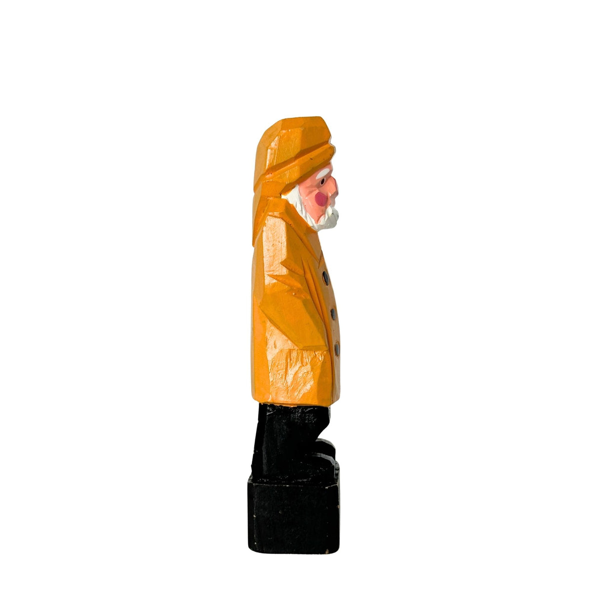 American Old Salt Fisherman Yellow Jacket White Beard Short Cigar Stub Wood Vintage 6 Inches Tall