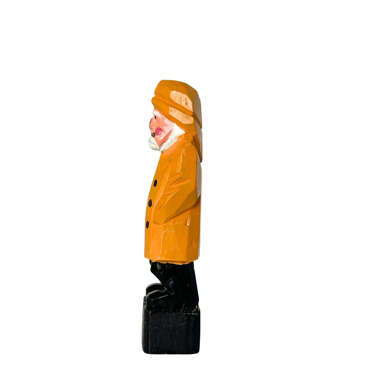 American Old Salt Fisherman Yellow Jacket White Beard Short Cigar Stub Wood Vintage 6 Inches Tall