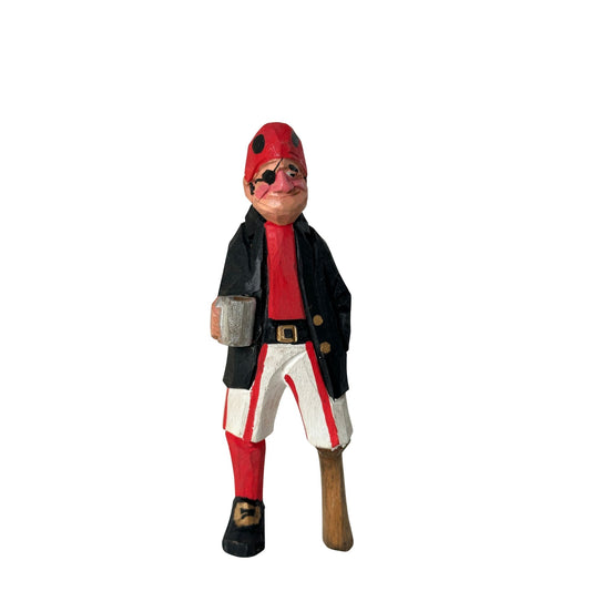 American Old Salt Pirate with Eye Patch and Peg Leg Wood Vintage 7 Inches Tall