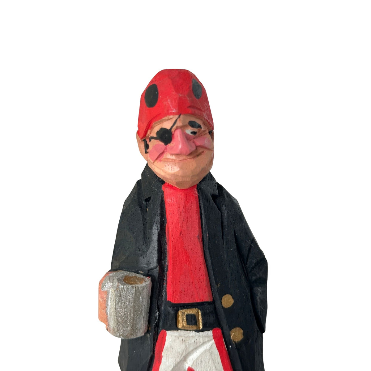 American Old Salt Pirate with Eye Patch and Peg Leg Wood Vintage 7 Inches Tall