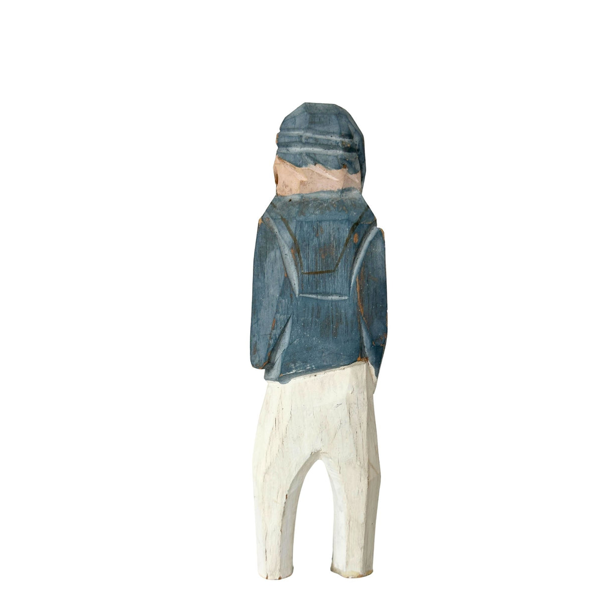 American Old Salt Vintage Sailor in Blue Striped Shirt White Pants Carved Wood 5.25 Inches