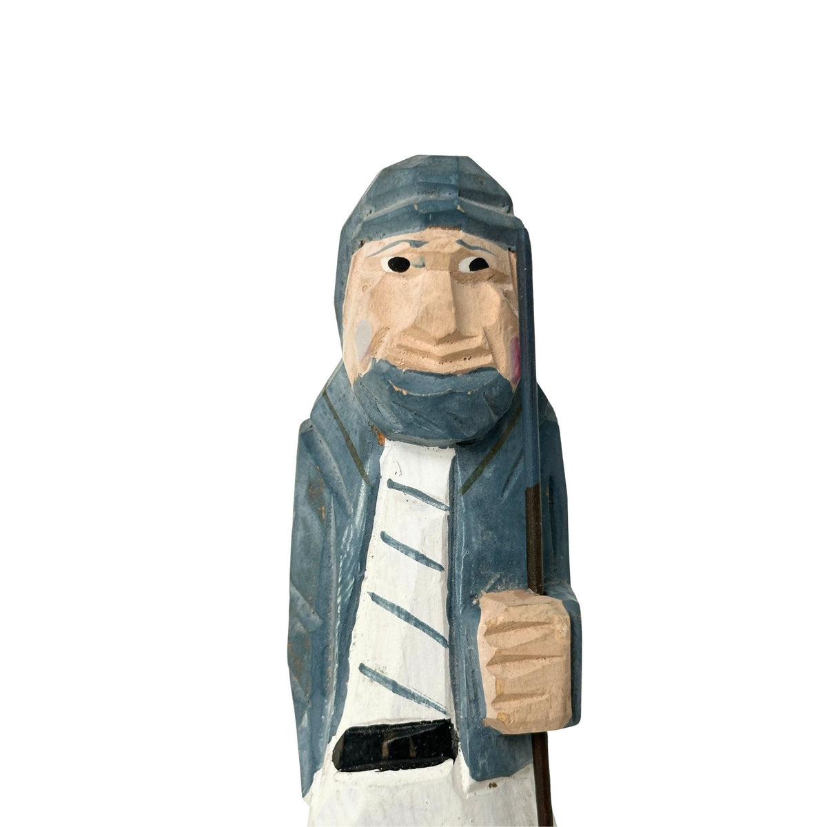 American Old Salt Vintage Sailor in Blue Striped Shirt White Pants Carved Wood 5.25 Inches