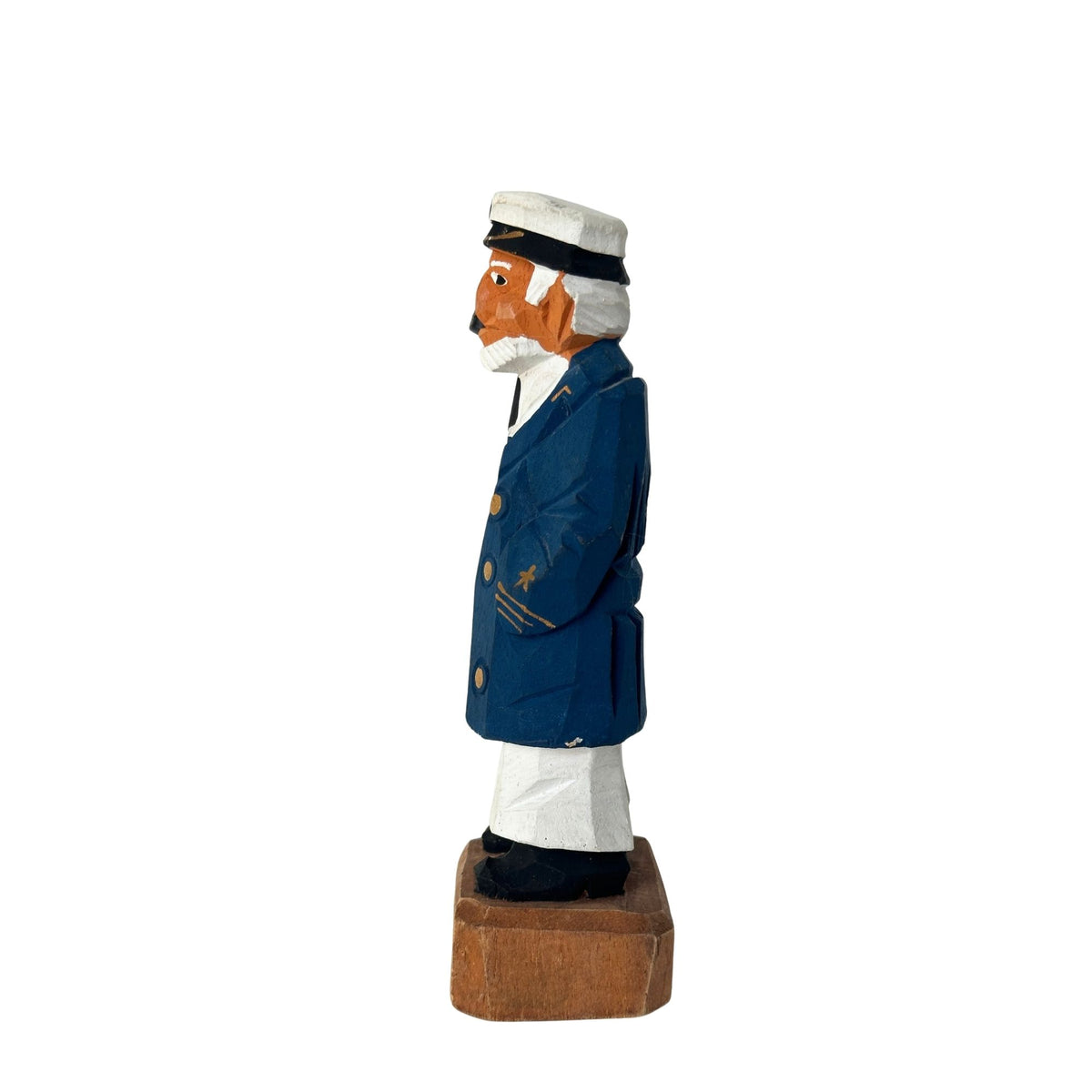 American Old Salt Sea Captain Blue Coat with Gold Buttons and Pipe Wood Vintage 6.3 Inches Tall