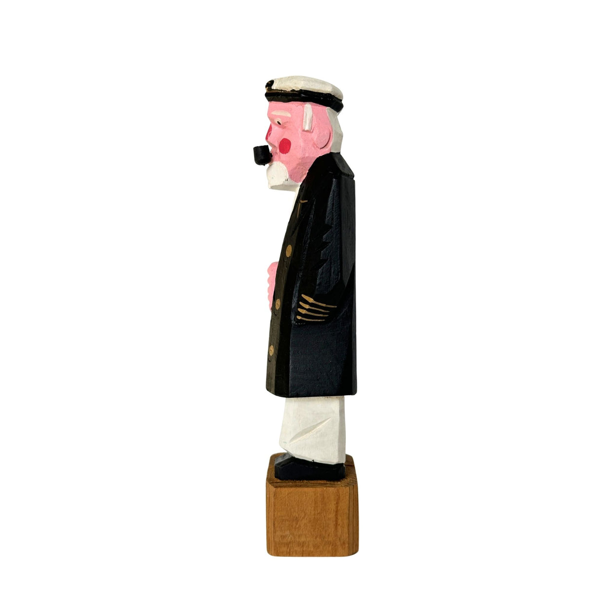 American Old Salt Vintage Sea Captain Peg Leg Pipe Rosy Cheeks Carved Wood 8 inches