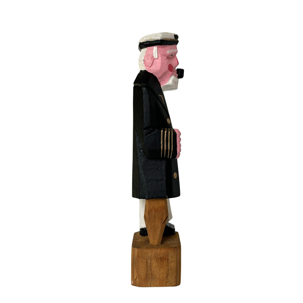 American Old Salt Vintage Sea Captain Peg Leg Pipe Rosy Cheeks Carved Wood 8 inches