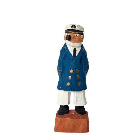 American Old Salt Sea Captain with Pipe and Blue Coat 6.25 Inches Tall