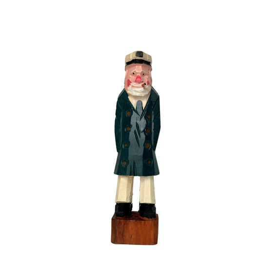 American Old Salt Sea Captain Rosy Cheeks with Cigar Aged Wood Vintage 8 Inches Tall