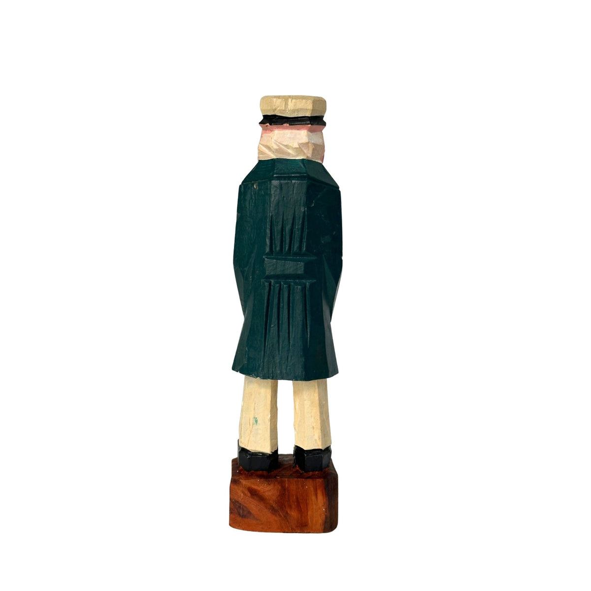 American Old Salt Sea Captain Rosy Cheeks with Cigar Aged Wood Vintage 8 Inches Tall