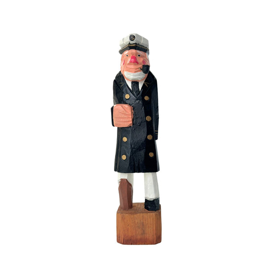 American Old Salt Sea Captain with Pipe, Fist, and Peg Leg Wood Vintage 8 Inches Tall