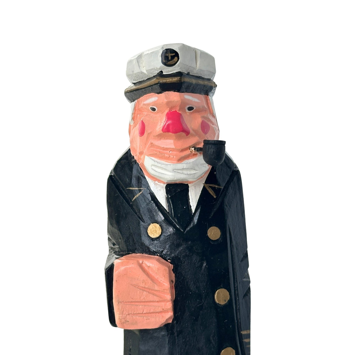American Old Salt Sea Captain with Pipe, Fist, and Peg Leg Wood Vintage 8 Inches Tall