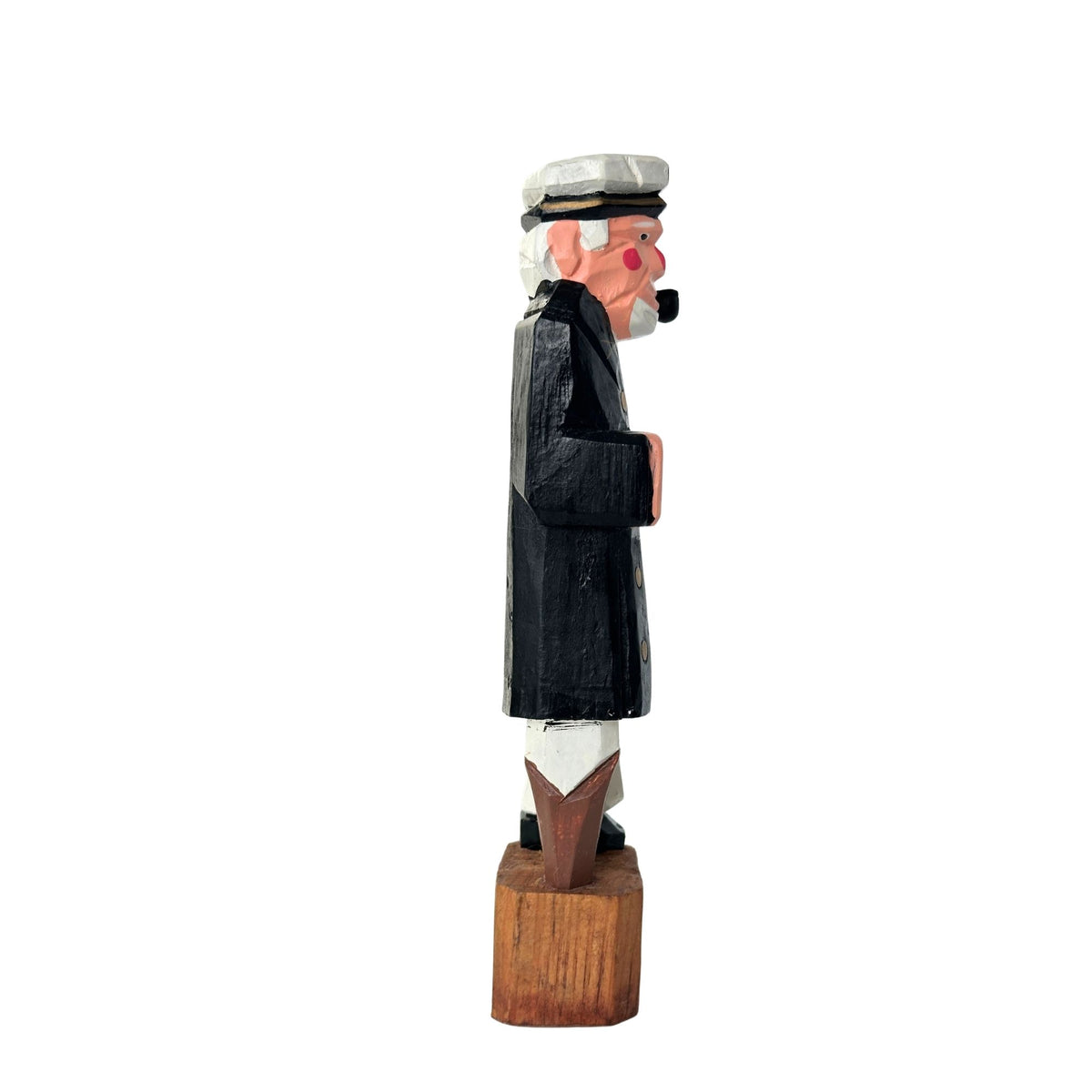 American Old Salt Sea Captain with Pipe, Fist, and Peg Leg Wood Vintage 8 Inches Tall