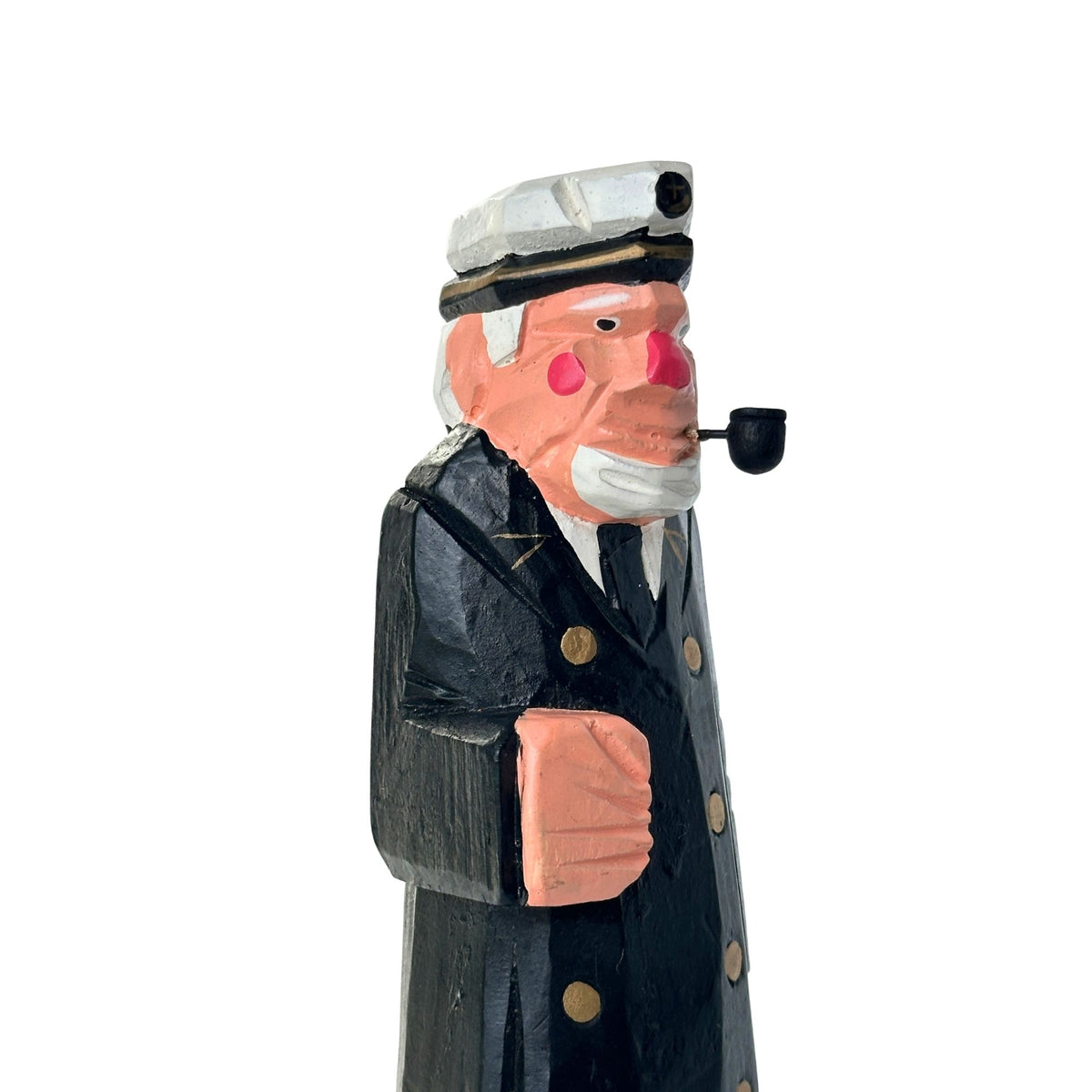 American Old Salt Sea Captain with Pipe, Fist, and Peg Leg Wood Vintage 8 Inches Tall