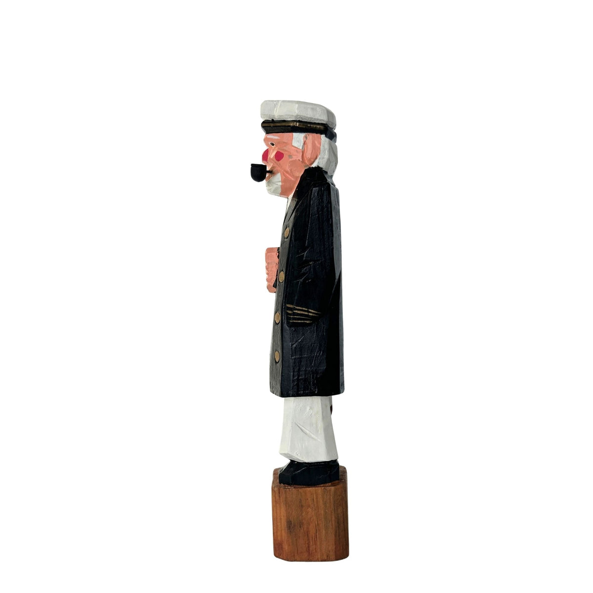 American Old Salt Sea Captain with Pipe, Fist, and Peg Leg Wood Vintage 8 Inches Tall