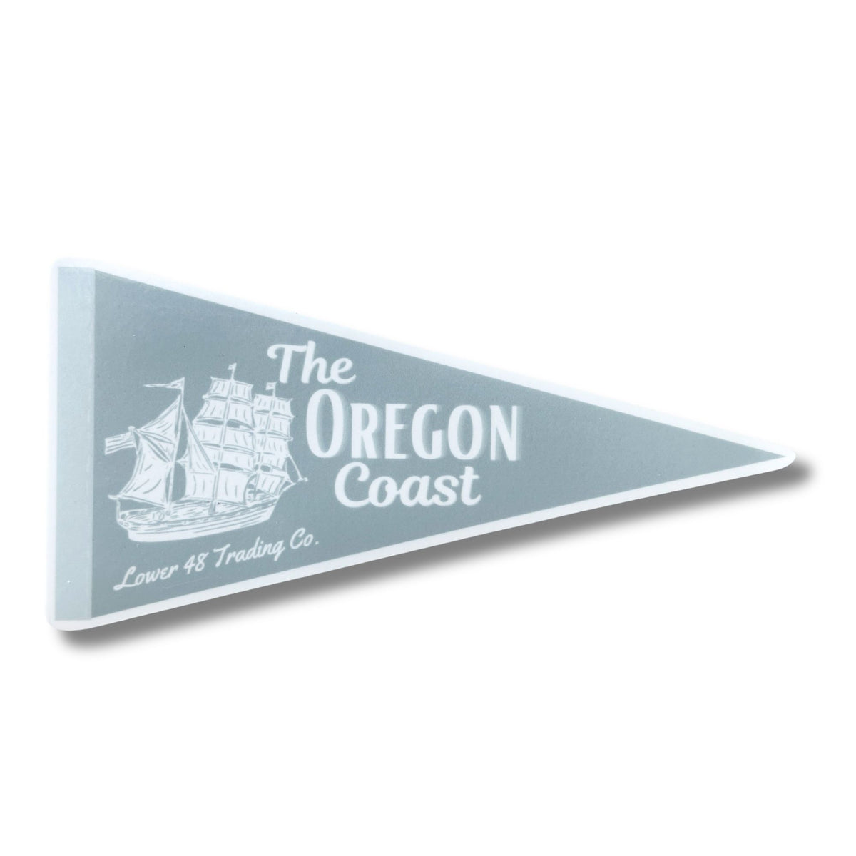Oregon Coast Pennant Sailing Ship Block Print Weatherproof Large Sticker Lower 48 Trading Co.