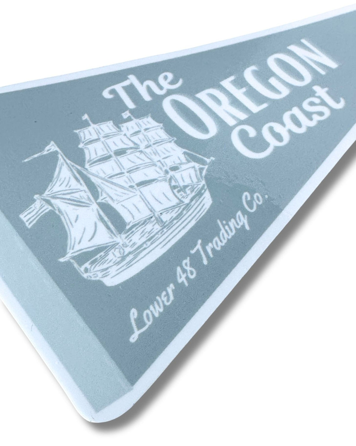 Oregon Coast Pennant Sailing Ship Block Print Weatherproof Large Sticker Lower 48 Trading Co.