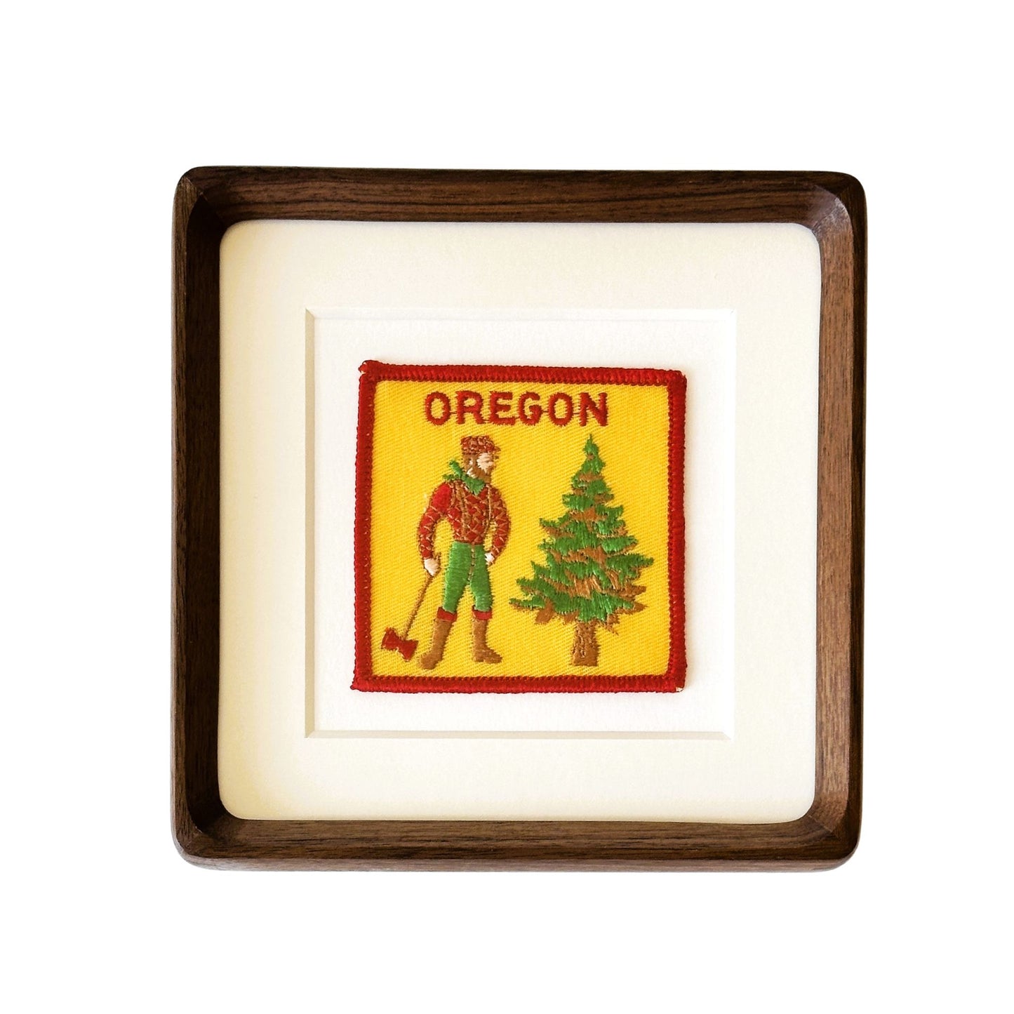 Oregon Pine Tree Man Vintage Framed Travel Patch