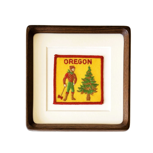 Oregon Pine Tree Man Vintage Framed Travel Patch