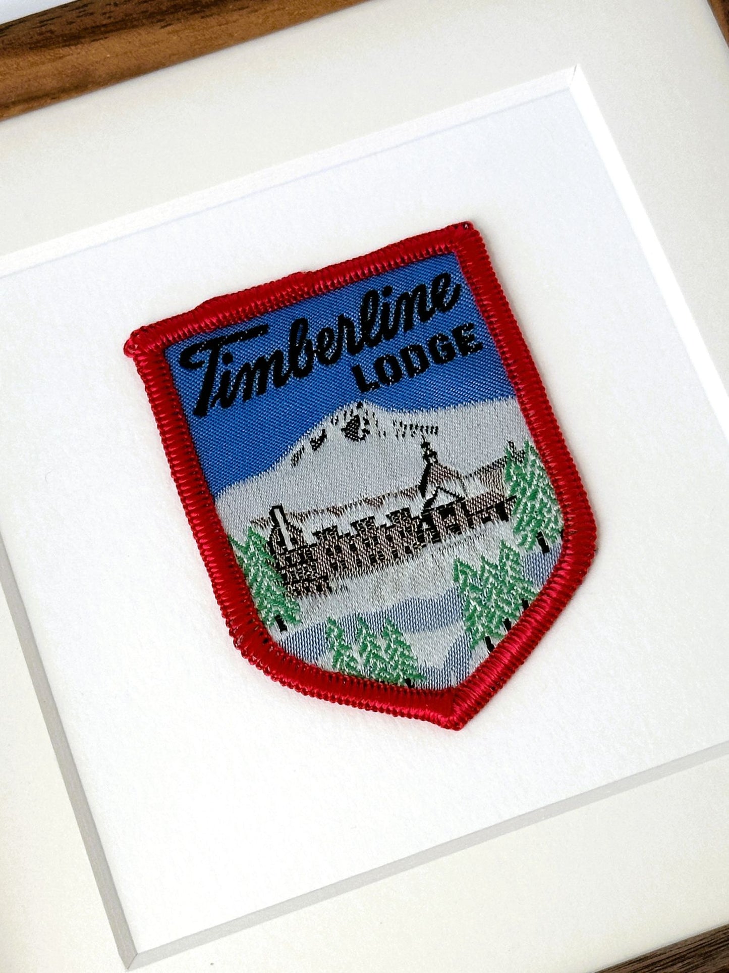 Oregon Mt. Hood Timberline Lodge Vintage Travel Patch Wood Framed