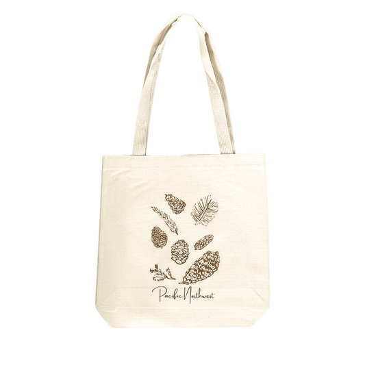 Pacific Northwest Pinecones Block Print Tote Bag