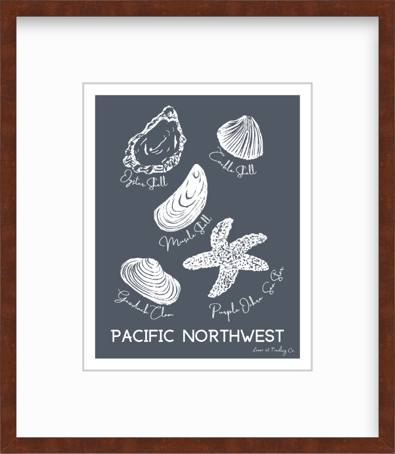 Pacific Northwest Sea Life Block Print by Nikki Degn Giclee Art Print