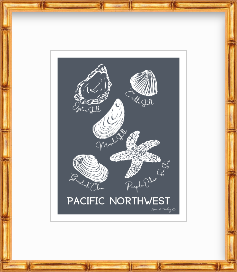 Pacific Northwest Sea Life Block Print by Nikki Degn Giclee Art Print