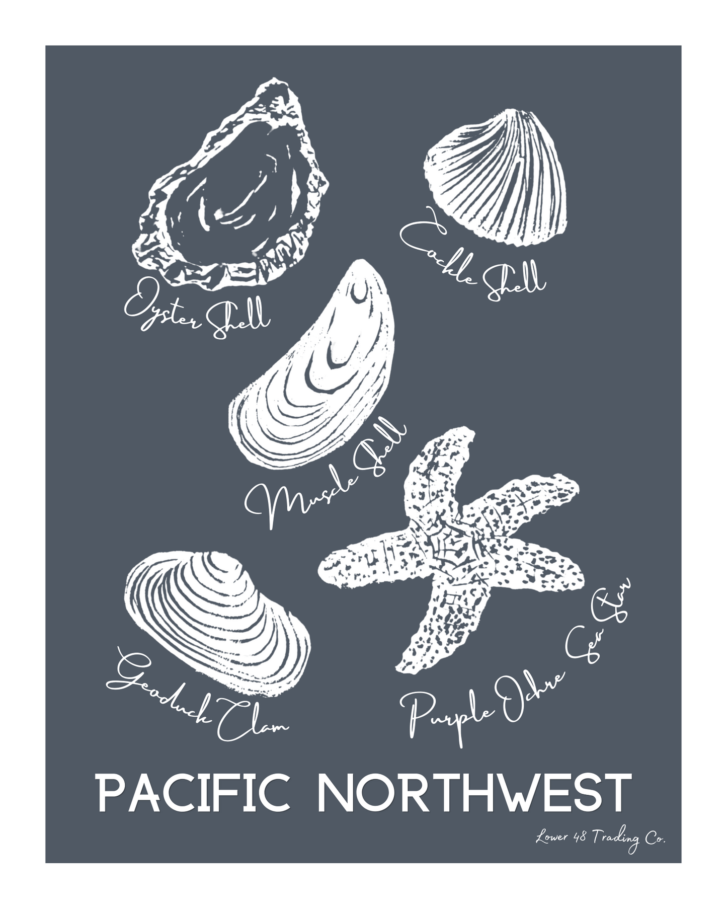 Pacific Northwest Sea Life Block Print by Nikki Degn Giclee Art Print