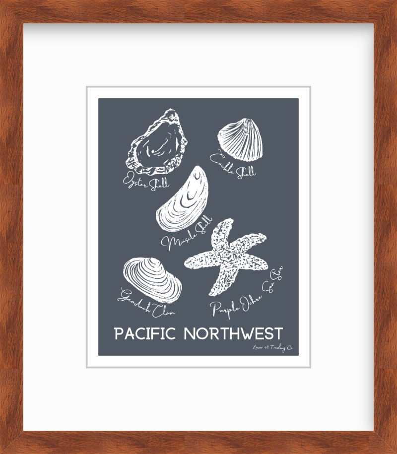 Pacific Northwest Sea Life Block Print by Nikki Degn Giclee Art Print