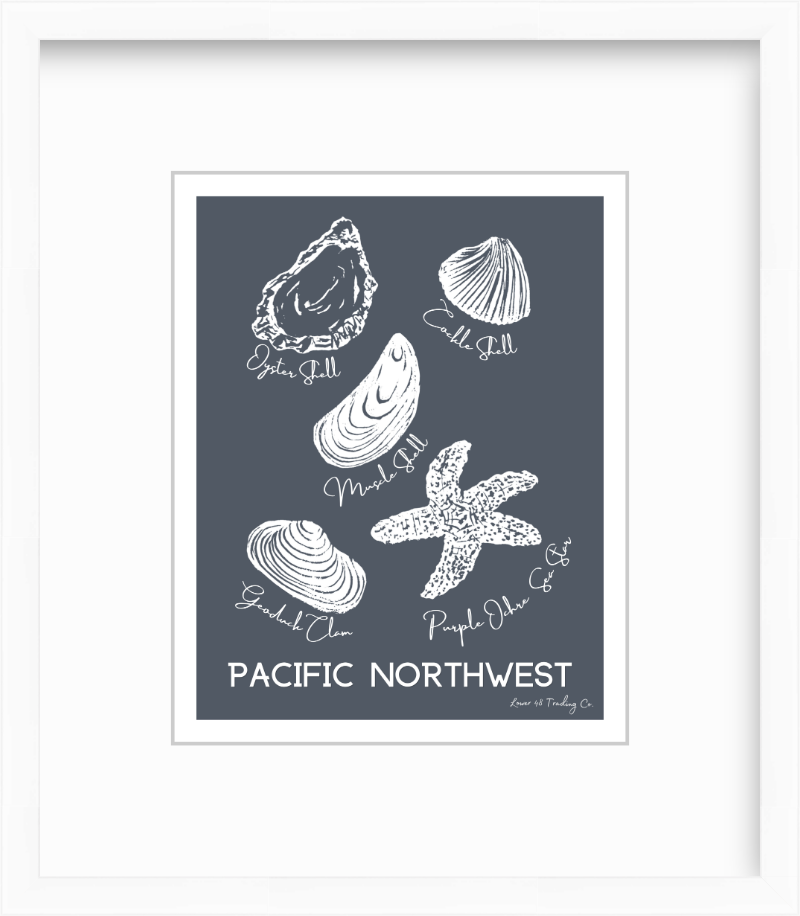 Pacific Northwest Sea Life Block Print by Nikki Degn Giclee Art Print