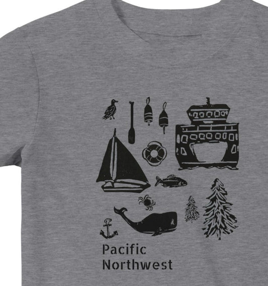 Pacific Northwest Ferry Boat Infant and Toddler Unisex T-Shirt, Gray