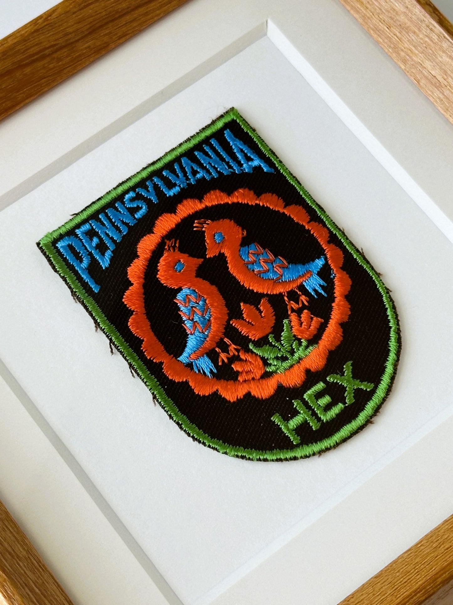Pennsylvania HEX Folk Art Vintage Patch Wood Framed