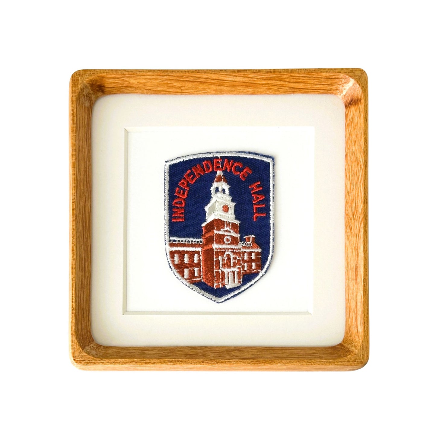 Pennsylvania Philadelphia Independence Hall Vintage Travel Patch Wood Framed