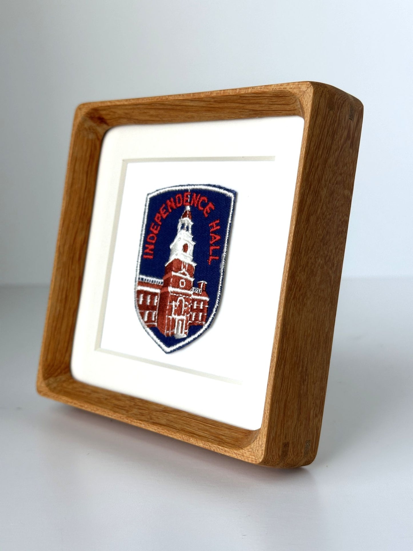 Pennsylvania Philadelphia Independence Hall Vintage Travel Patch Wood Framed