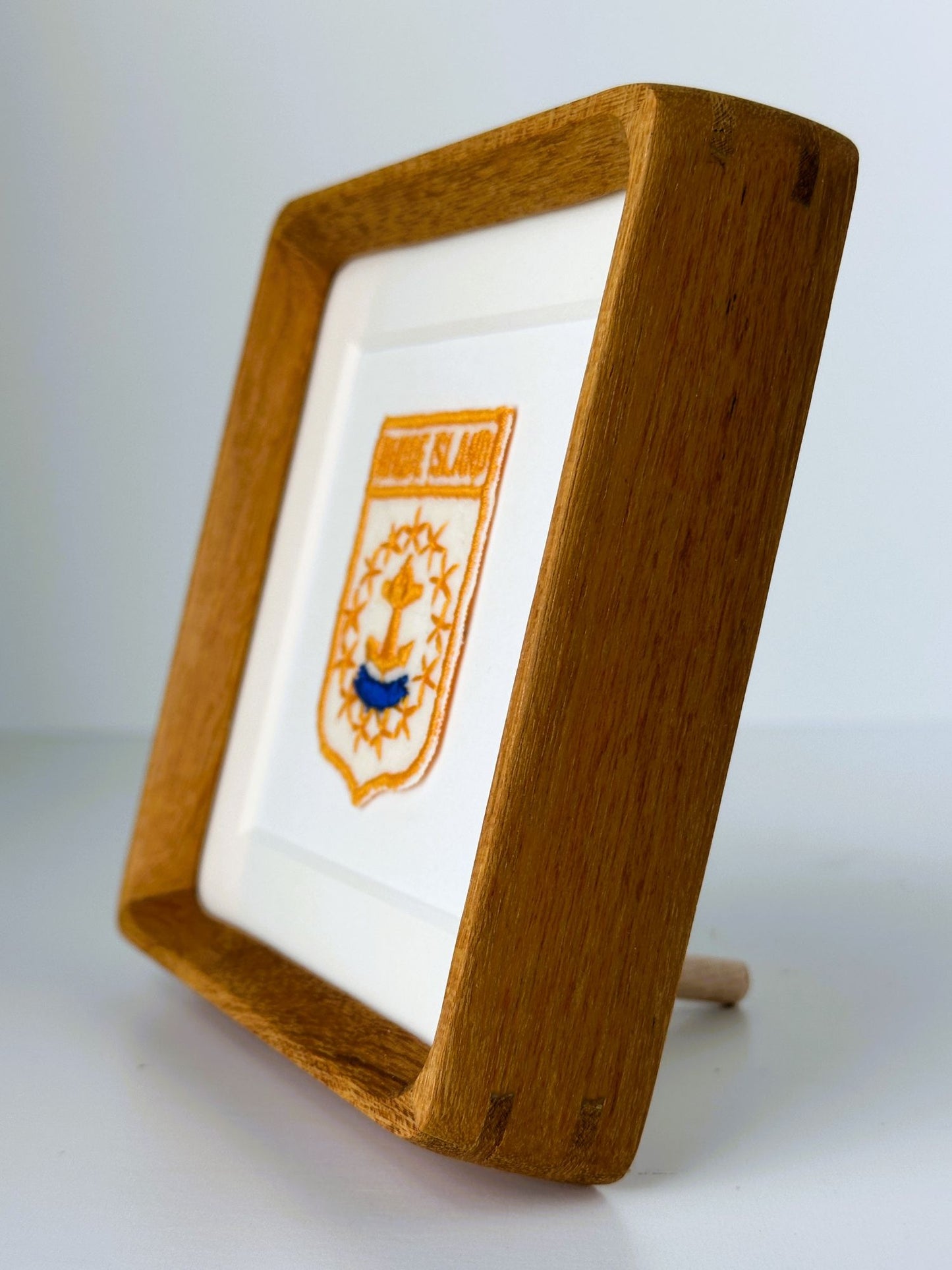 Rhode Island Nautical Anchor Vintage Travel Patch Wood Framed