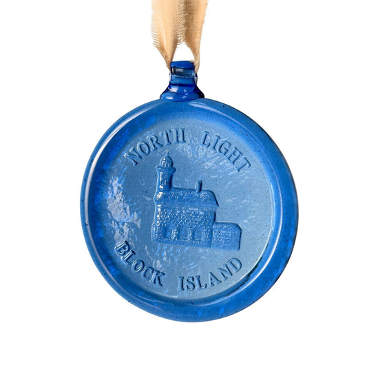 Rhode Island Block Island North Light Vintage Sun Catcher Cobalt Blue Ornament