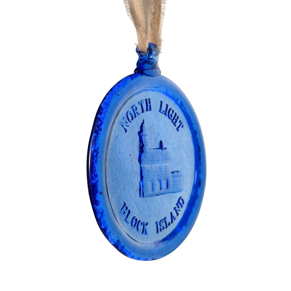 Rhode Island Block Island North Light Vintage Sun Catcher Cobalt Blue Ornament