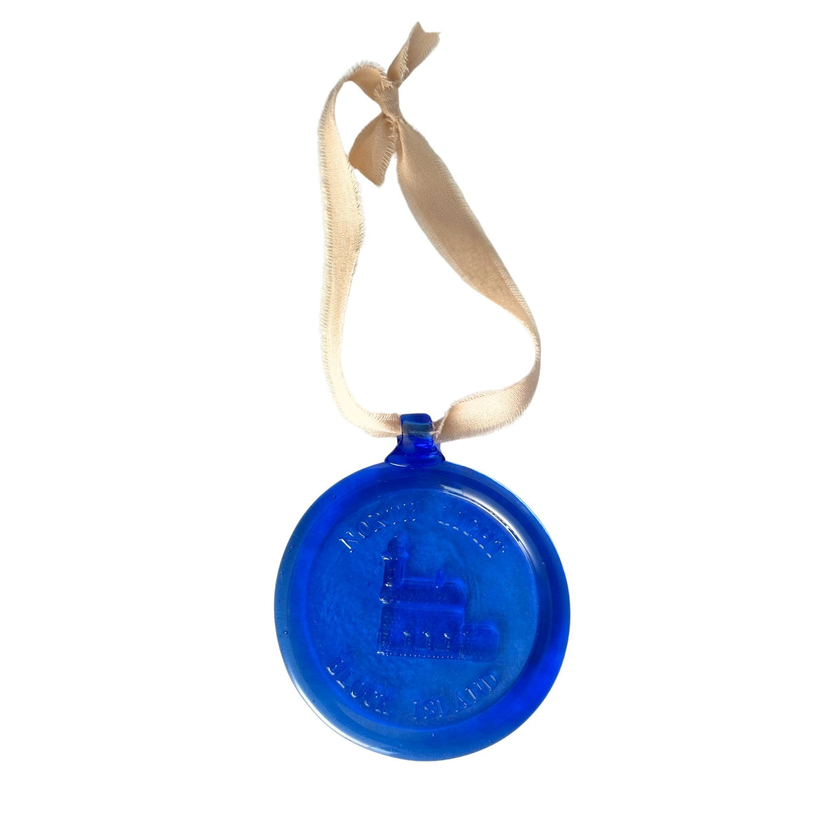 Rhode Island Block Island North Light Vintage Sun Catcher Cobalt Blue Ornament