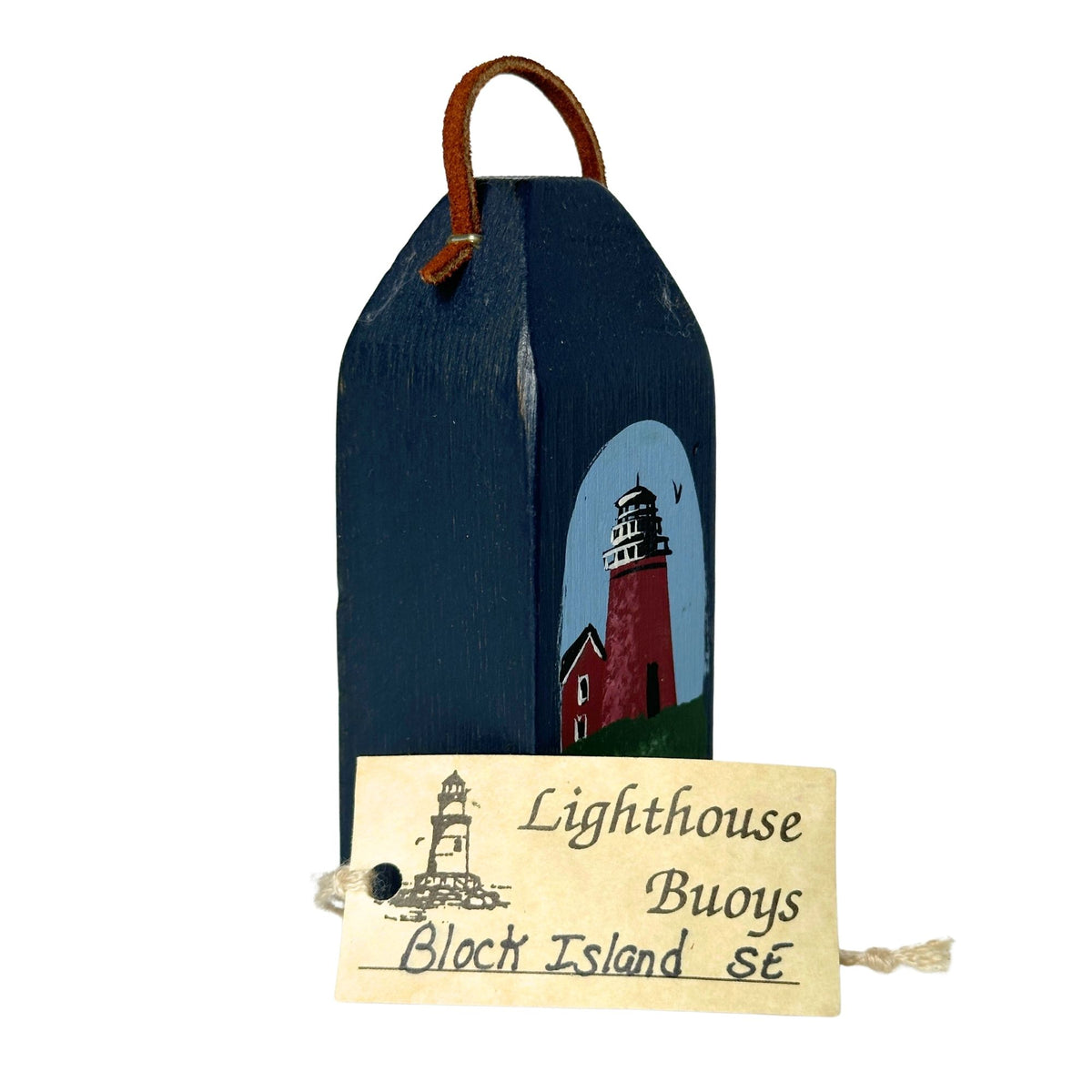 Rhode Island Block Island Southeast Lighthouse Hand Painted Wooden Buoy Vintage Ornament