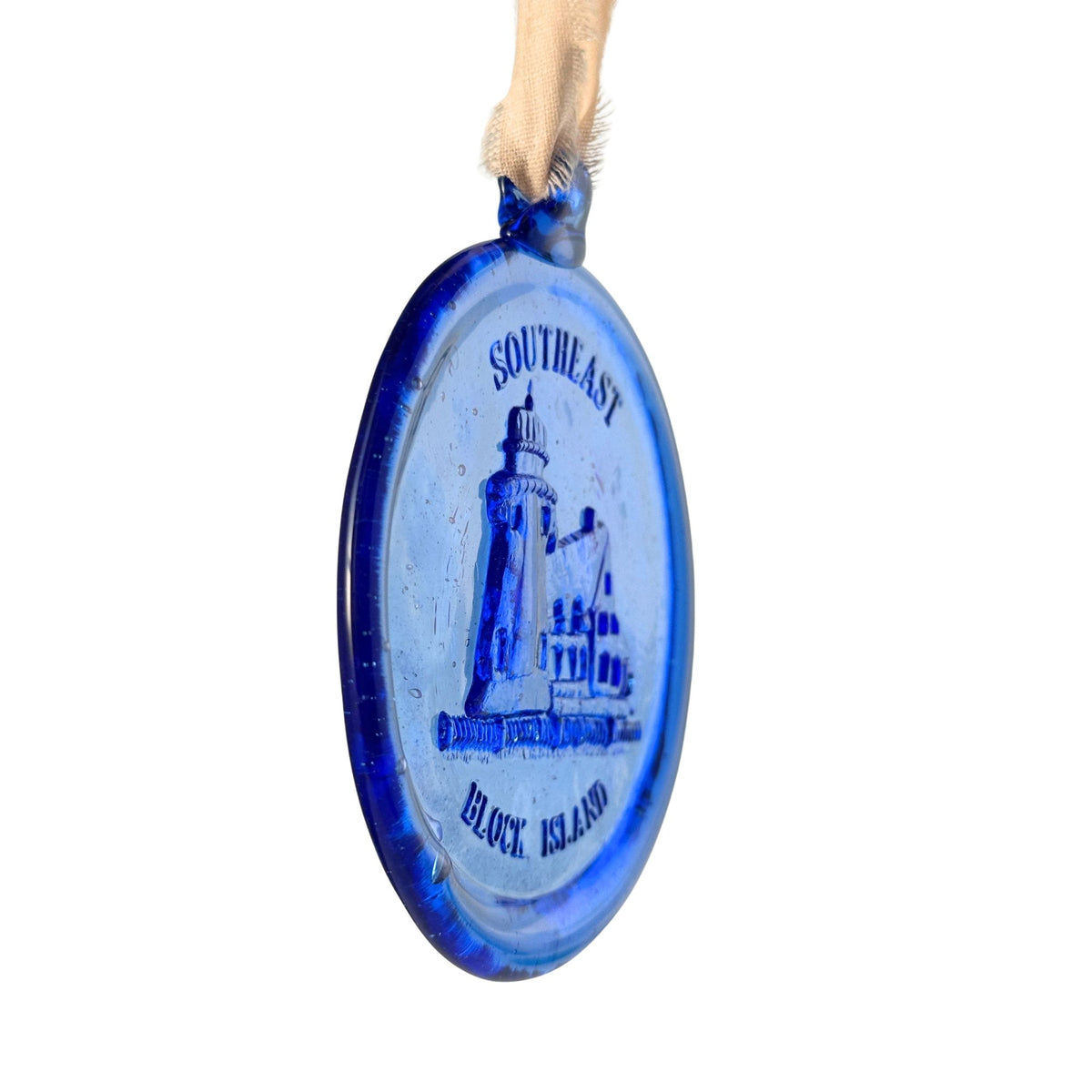 Rhode Island Block Island Southeast Lighthouse Vintage Sun Catcher Cobalt Blue Ornament