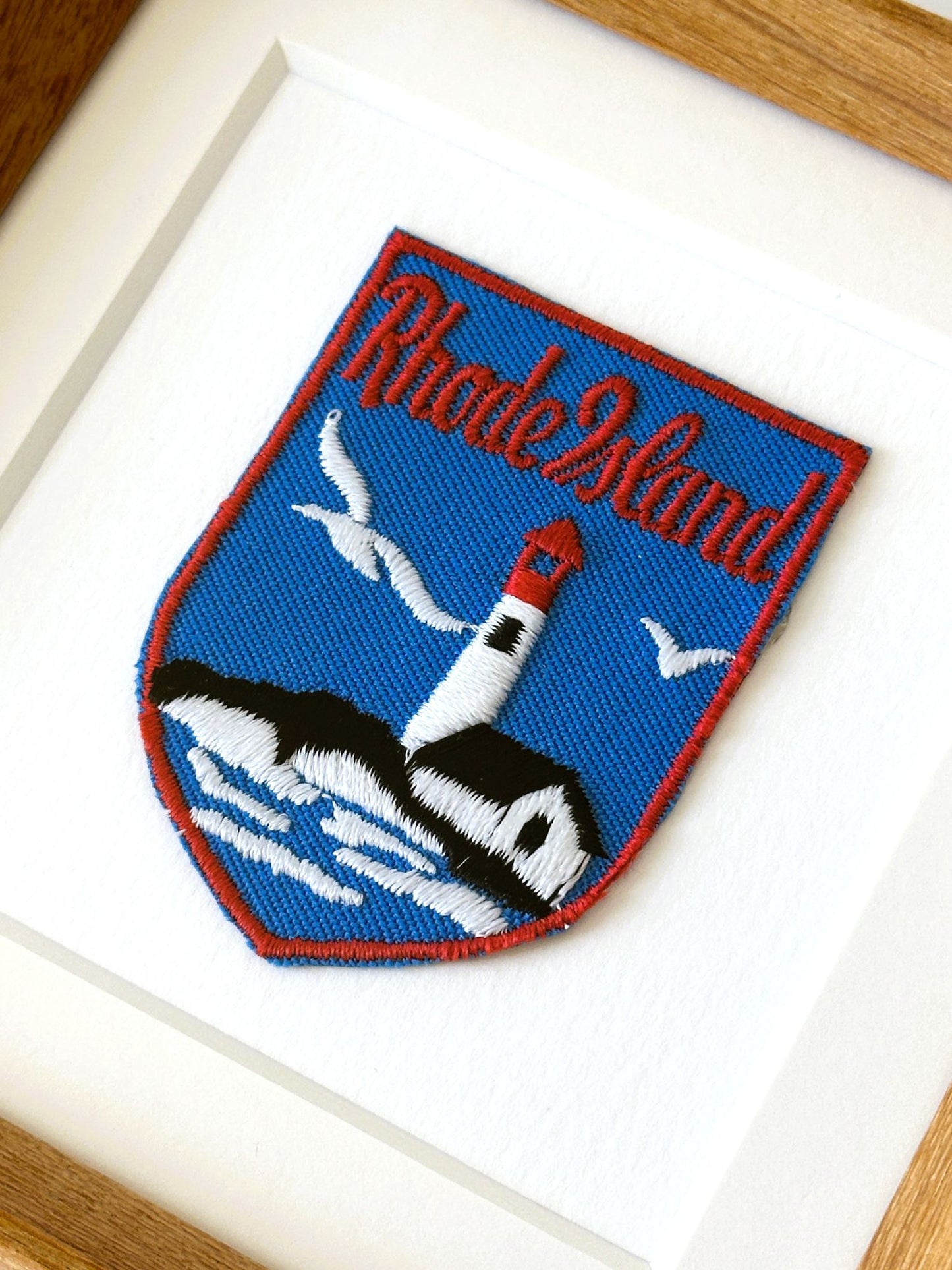 Rhode Island Lighthouse Framed Vintage Travel Patch
