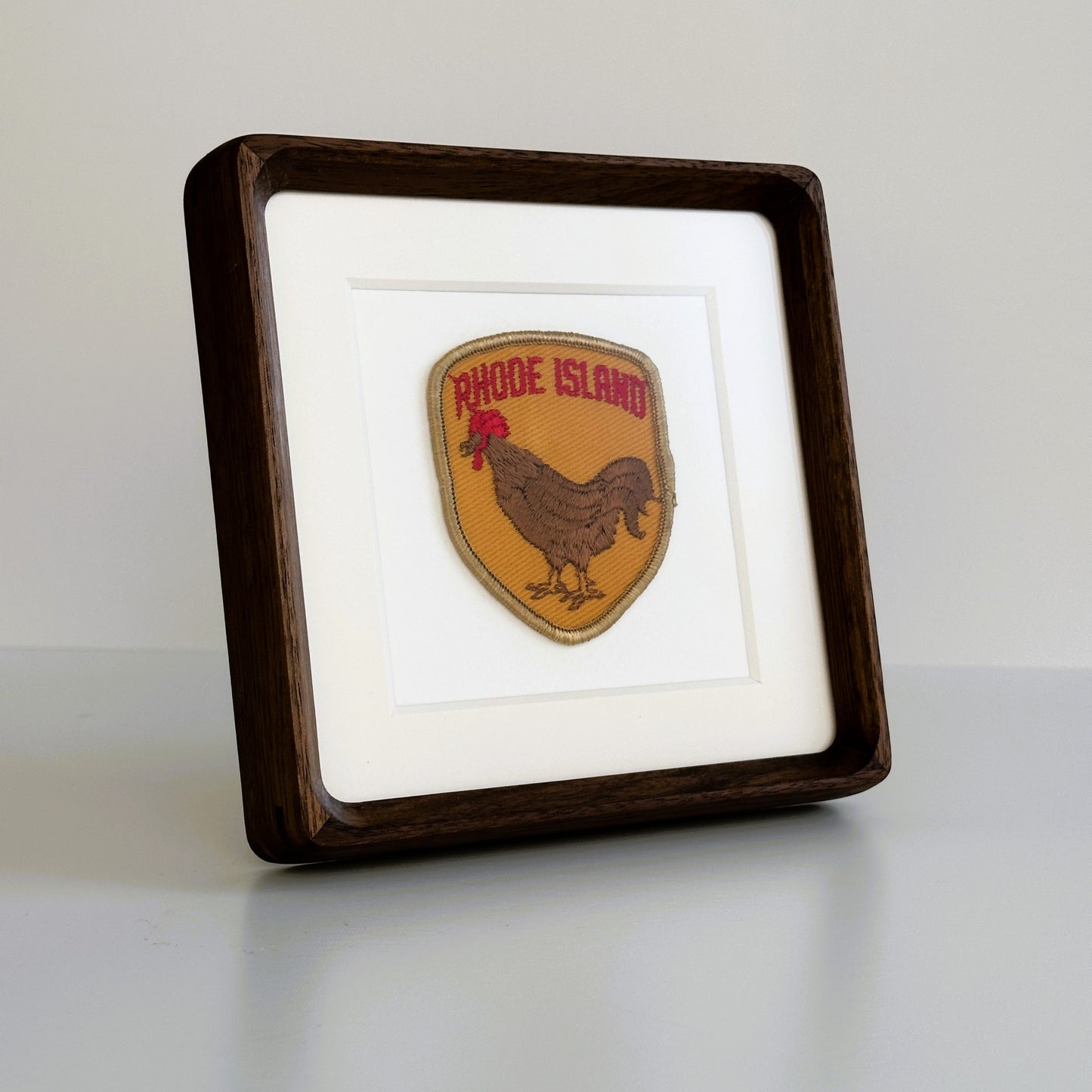 Rhode Island Rooster Framed Vintage Travel Patch
