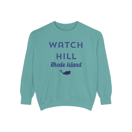 Rhode Island Watch Hill Whale Adult Unisex Sweatshirt Seafoam Green