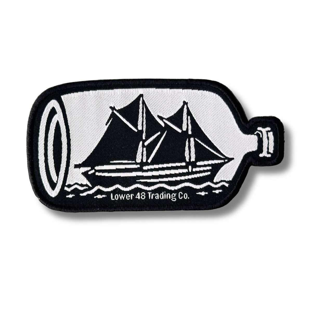 American Ship in a Bottle NEW Large Embroidered Patch Lower 48 Trading Company