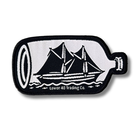 American Ship in a Bottle NEW Large Embroidered Patch Lower 48 Trading Company