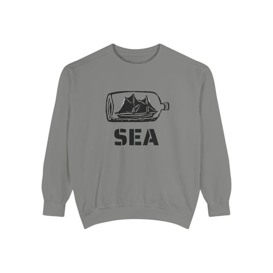 American Nautical Souvenir Ship in a Bottle SEA Adult Unisex Sweatshirt in Gray