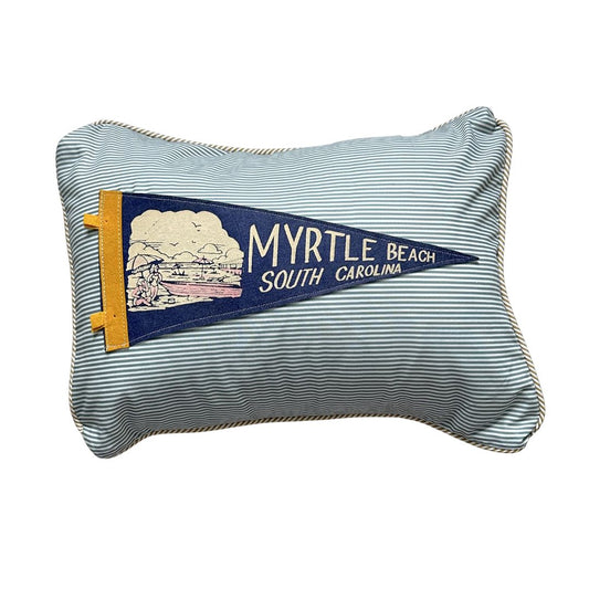 South Carolina Myrtle Beach Vintage Pennant on New Woven Throw Pillow